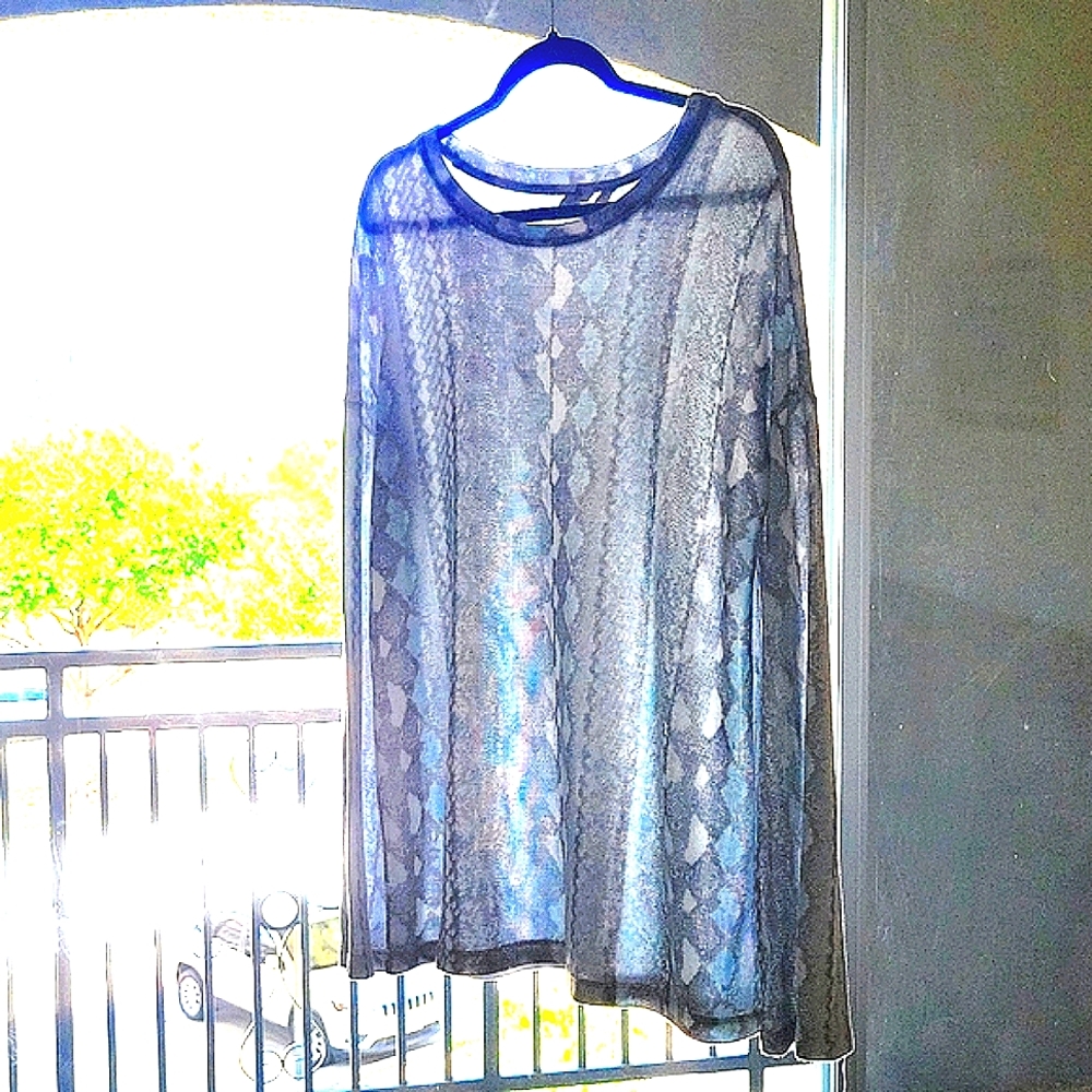 Versona Long Sleeve Sublimination Top Gray/Blue